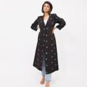Blue with turquoise dots Long Coat